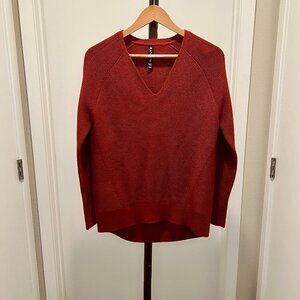 Athleta - "Hanover" V-Neck Merino Wool Blend Sweater Size XX-Small - Brick